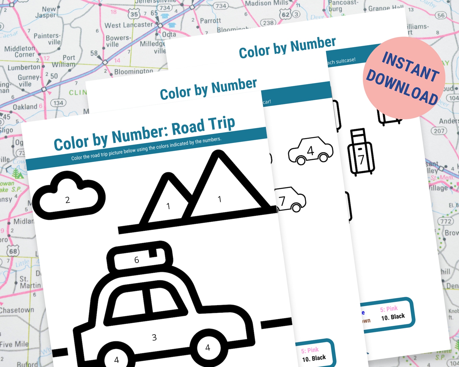 Road Trip Coloring Book, Printable Road Trip Games for Kids, Road Trip ...