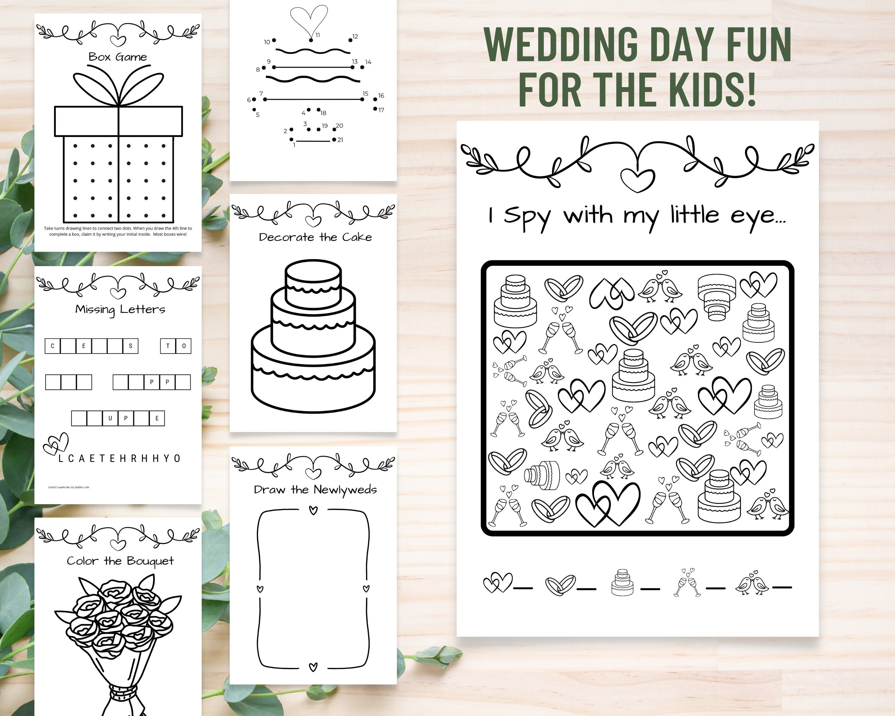 Personalized Wedding Coloring Book, Kids Table Wedding Activities