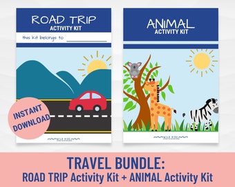 Road Trip Activities For Kids, Animal Activity Book For Child, Road Trip Games Printable, Animal Coloring Book For Kids, Travel Kids