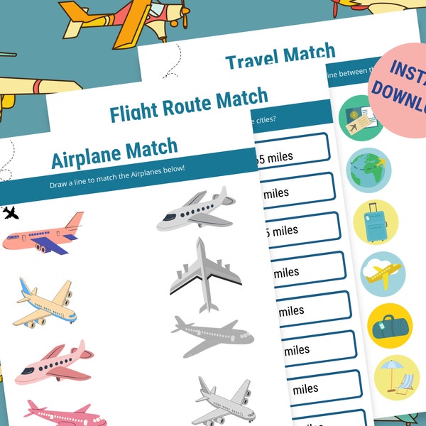 Airplane Activity Book, Airplane Games for Kids, Printable Travel Games ...