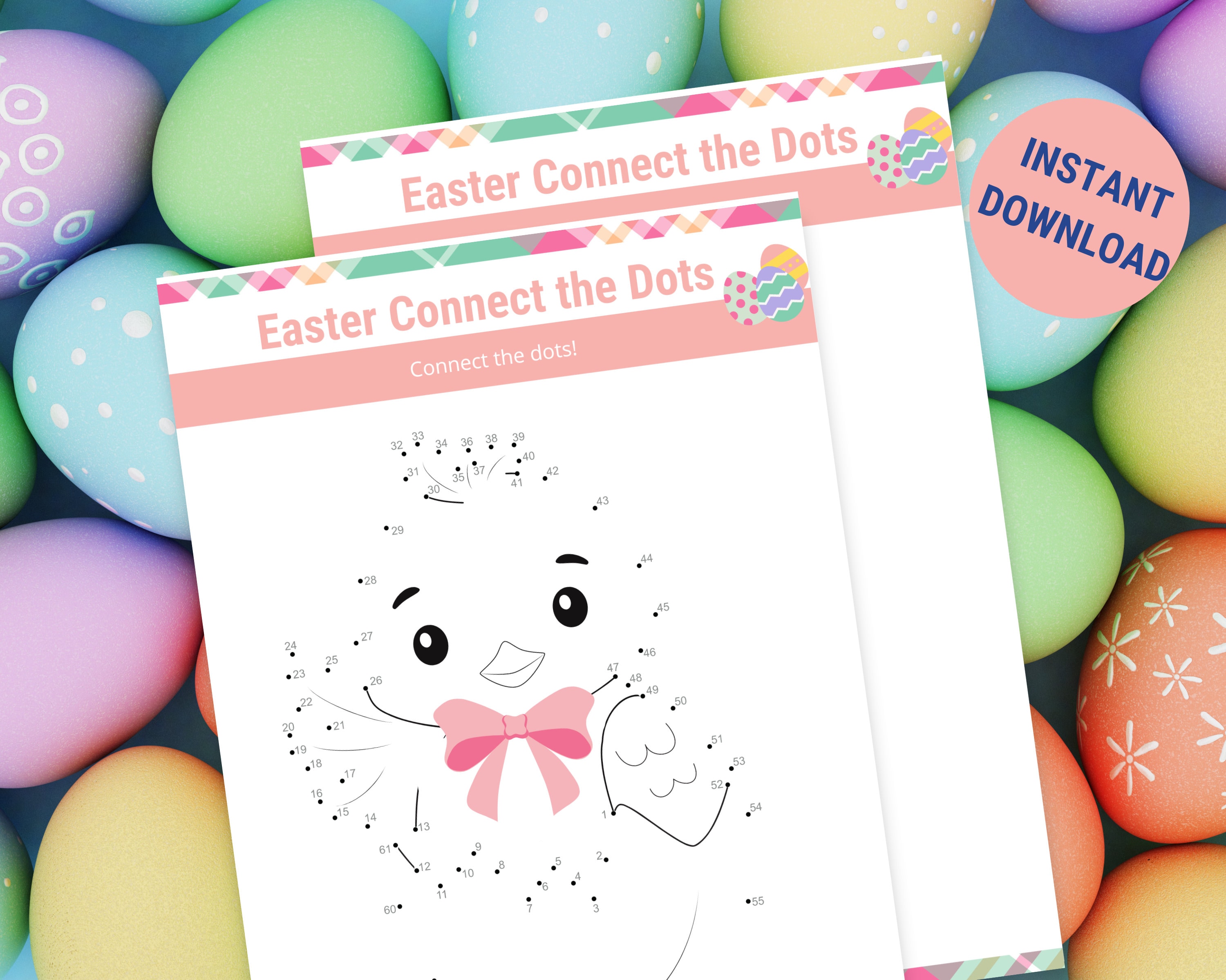Printable Easter Game, Connect the Dots for Kids, Easter Activity Sheet