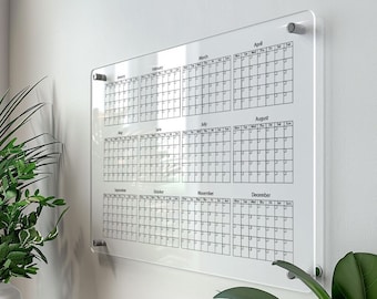 Customized Acrylic Vertically Calendar for Wall |2024 Vison Board | Dry Erase Weekly and Monthly  Calendar| Custom Organization Office