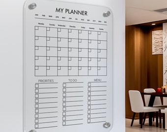 Acrylic Family Calendar | Family Planner | Dry Erase Calendar | Personalize Dry erase Board | Acrylic Calendar | Acrylic Planner