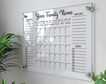 Organización familiar / Tablero de visión 2024 / Tablero de organización / Planificador familiar personalizado / Calendario para pared / Calendario mensual / Tablero de menú