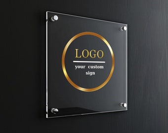 Letrero de logotipo acrílico personalizado, letrero de puerta de oficina comercial personalizado, letrero de logotipo de tienda de empresa de acrílico para interiores y exteriores, regalo de empresa