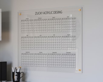 Personalized Yearly Calendar |Dry Erase Chore Chart For Kids| Acrylic Family Calendar| Large Wall Calendar 2024| Command Center Set