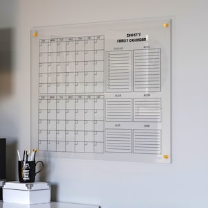 Personalized Family Organization Monthly & Weekly Calendar Acrylic Planner for Wall Erasable Whiteboard Calendar image 1