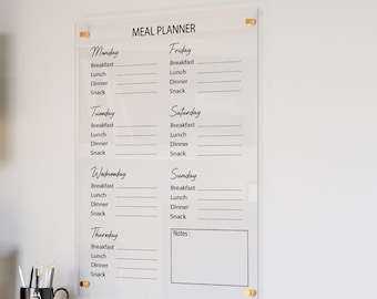 Calendario da parete in acrilico per pianificatore di pasti/Calendario personalizzato cancellabile a secco/pianificatore di menu mensile/arredamento della cucina/pianificatore magnetico 2024