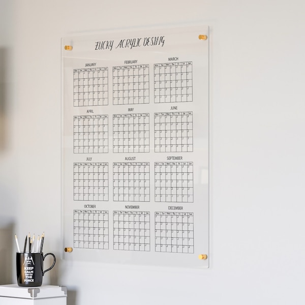 Personalized Yearly Calendar | Dry Erase Calendar| Yearly Planner 2024 | Magnetic Whiteboard |Home and Office Decor |Family Command Center