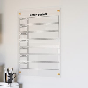 Dry Erase Monatliche Acryltafel | Notizen Bordplaner | Personalisierter Acrylkalender für die Wand | Magnetischer Planer 2024 | Acryl Schautafel