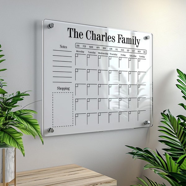 Family Calendar| Organization Board | 2024 Vision Board | Custom Calendar | Family Wall Planner | Acrylic Weekly Planner | Perpetual Planner