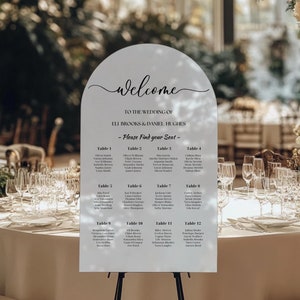 Personalisierter Acryl-Hochzeits-Sitzplan, Sitzplan für die Hochzeit, Tischnummer, Sitzplan für die Gäste, minimalistisches Hochzeitsdekor
