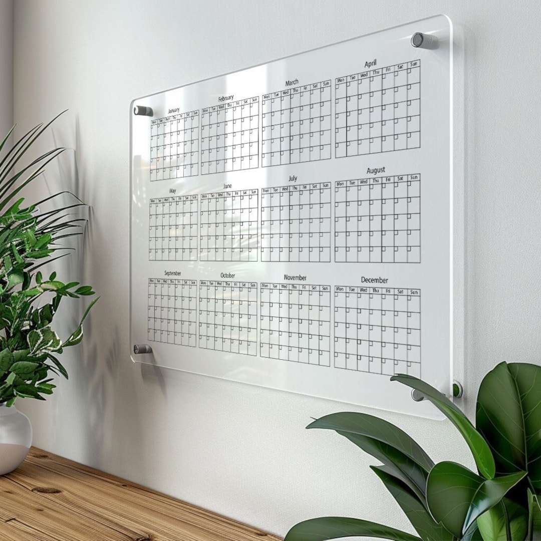 Customized Acrylic Vertically Calendar for Wall 2024 Vison Board Dry