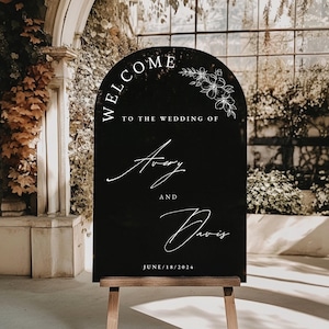 Custom Wedding Entrance Sign, Large Wedding Welcome Sign, Acrylic Wedding Sign, Black Wedding Sign, Arch Wedding Decor, Wedding Welcome Sign