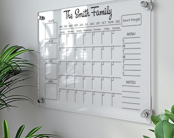Custom Acrylic Family Wall Calendar Planner 2024 |Personalized Acrylic Weekly Monthly Planner| Organization Vision Board| Dry Erase