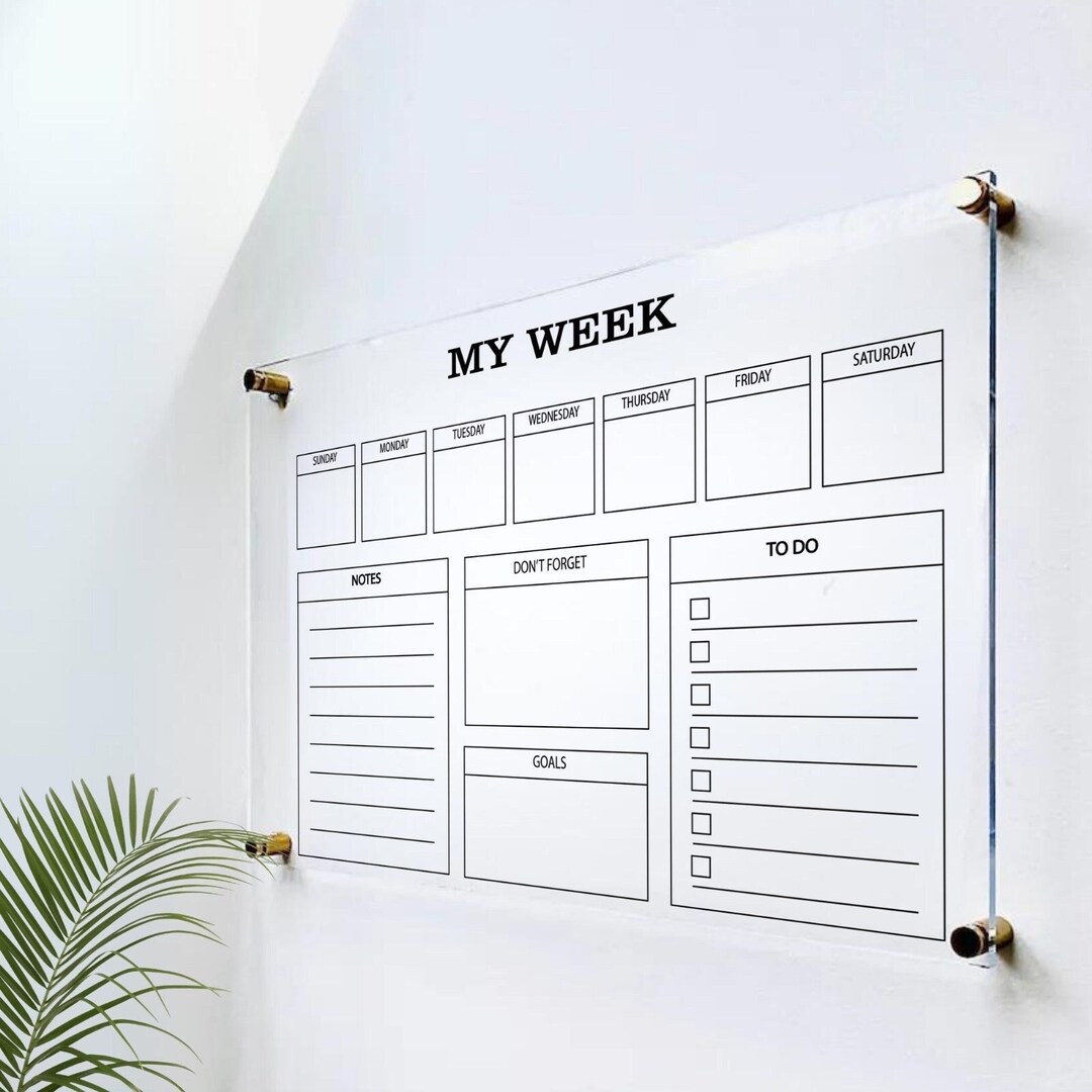 Personalized Planner Monthly Calendar Dry Erase Board Weekly Planner