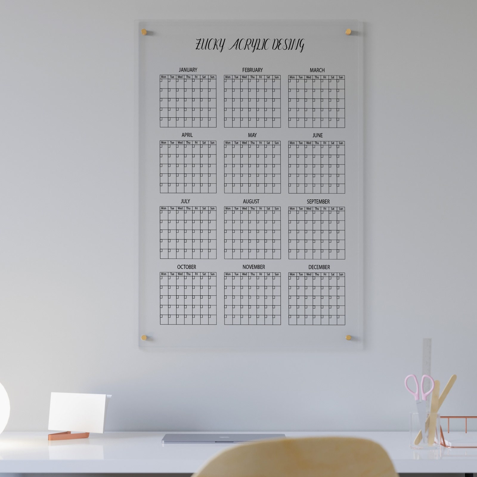 Personalized yearly calendar dry erase calendar yearly planner 2024