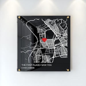Mapa de ciudad personalizado, regalo ideal para el primer aniversario, mapa de la noche que nos conocimos para una elegante decoración de pared, regalo romántico de aniversario para él.