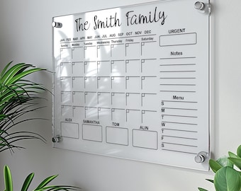 Acrylic Family Calendar | Family Planner | Dry Erase Calendar | Personalize Dry erase Board | Family Organization | Vision Board