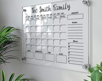 Acrylic Family Calendar | Family Planner | Dry Erase Calendar | Personalize Dry erase Board | Family Organization | Vision Board