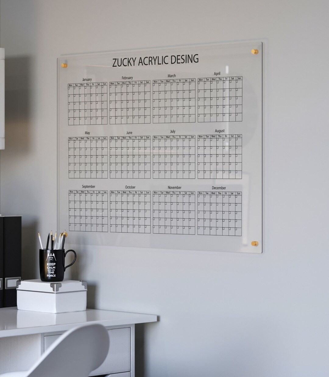 Personalized Yearly Calendar Dry Erase Chore Chart For Kids Acrylic personalized-yearly-calendar-dry-erase-chore-chart-for-kids-acrylic