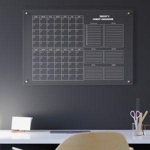 Personalized Family Organization Monthly & Weekly Calendar Acrylic Planner for Wall Erasable Whiteboard Calendar image 4