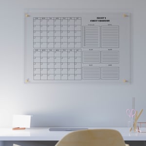 Personalized Family Organization Monthly & Weekly Calendar Acrylic Planner for Wall Erasable Whiteboard Calendar image 3