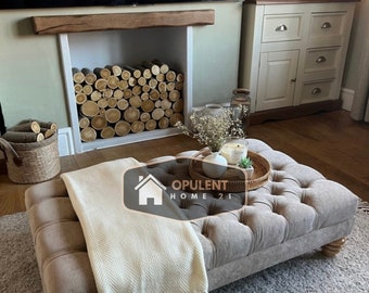 Deep Cushioned Extra Large Naples Chesterfield Footstool Coffee table