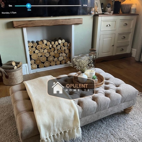 Deep Cushioned Extra Large Naples Chesterfield Footstool Coffee