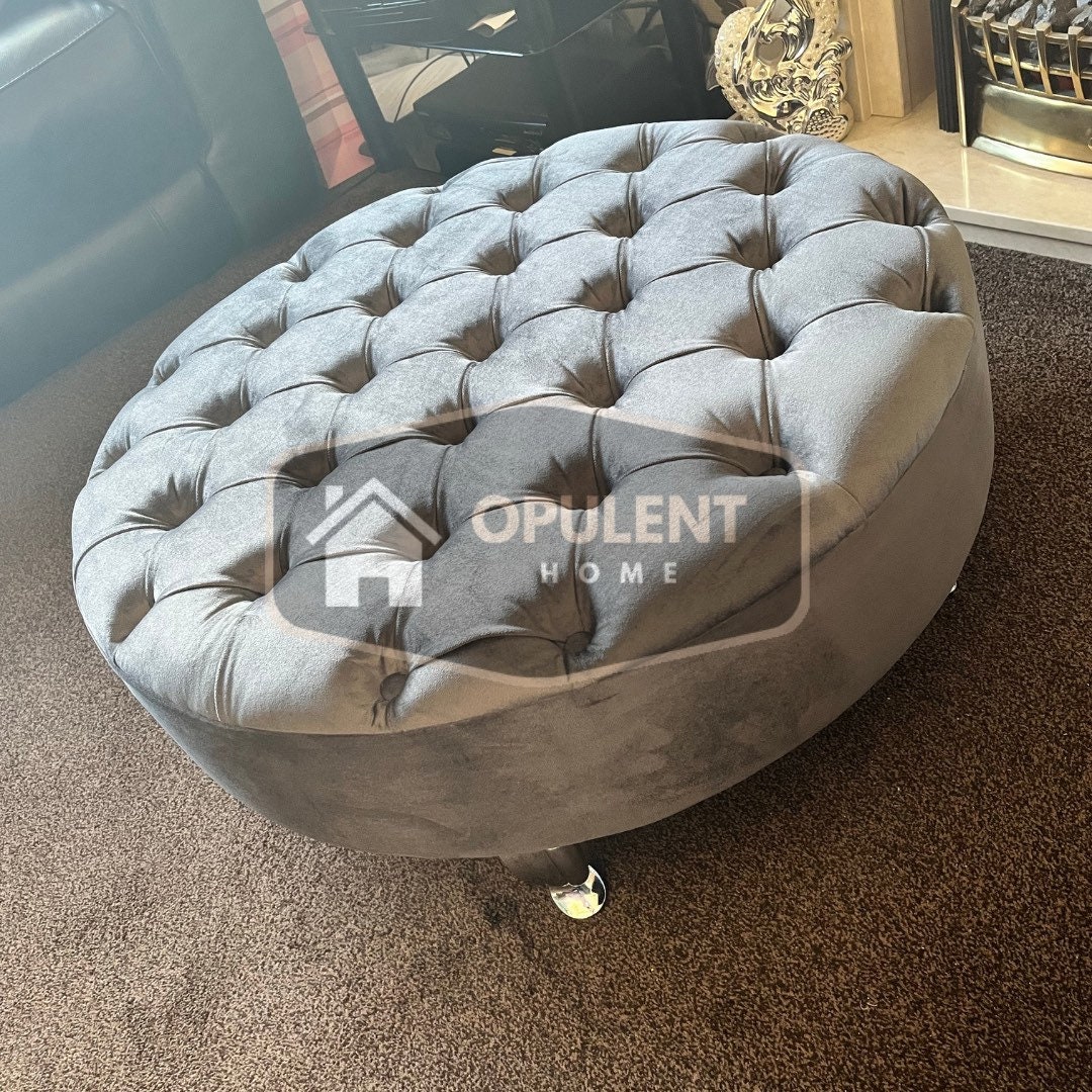 Chesterfield pouffe grey discount