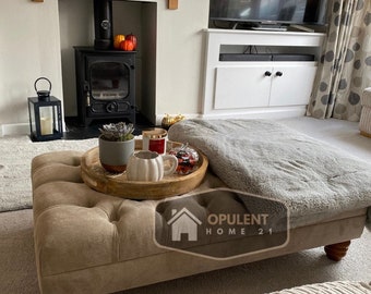 Extra Large Deep Cushioned Chesterfield Footstool Coffee table.