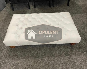 Extra Large Plush Velvet Chesterfield Footstool Coffee table.