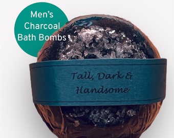 Men's Bath Bomb, Activated Charcoal Black Bath Bombs, Husband Teen Boy Birthday Gift, Groomsmen Gift, Bath Bombs For Men