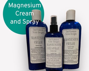 Magnesium Spray, Magnesium Body Cream, Topical Magnesium. Soothing Body Butter, Relaxing Nightime Lotion