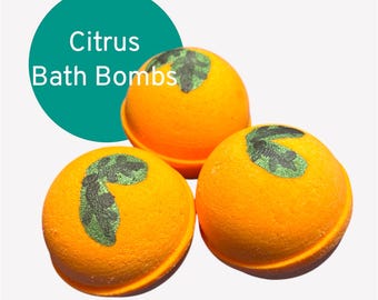 Citrus Lemon Bath Bombs, Orange Bath Bombs, Bath Bomb Gift Sets, Teen Best Friend Birthday Gift, Gender Neutral Scents, Bath Bombs for Kids