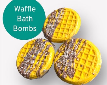 Waffle Bath Bombs, Kids Gifts, Fun Bath Fizzy, Gag Gift for Coworker, Daycare Teacher Gift, Brunch Party Favors, Vanilla Maple