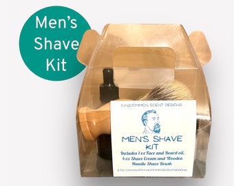Mens Shave Kit, Fathers Day, Beard Care Gift Set, Beard Oil, Mens Grooming Kit, Groomsmen Wedding Party Gifts, Husband Anniversary
