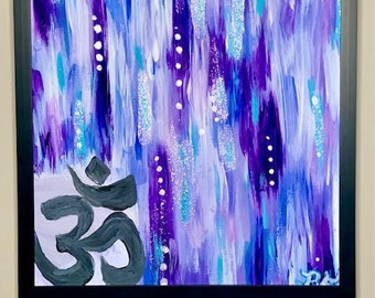 12x16 Framed Purple Zen Abstract Acrylic Painting