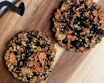 Gold and Rose Gold Set of 2 Large Resin Coasters