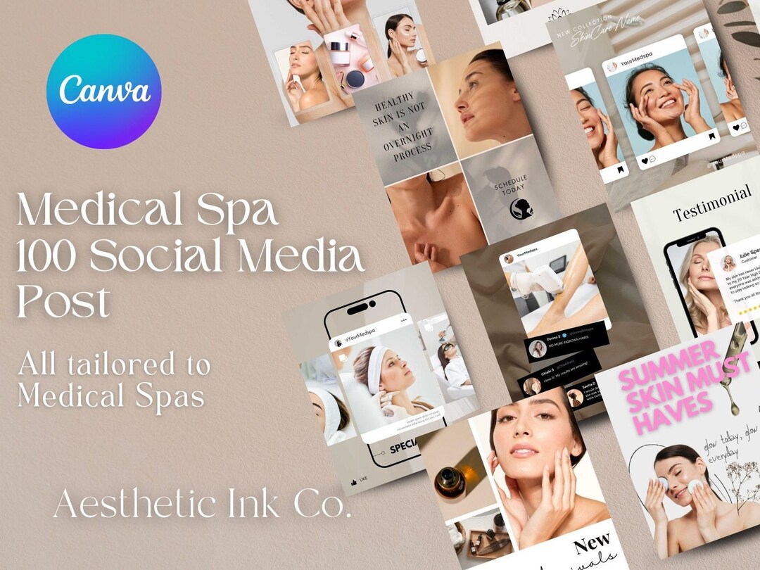Medical Spa Social Media Templates: 100 Canva IG Posts - Etsy