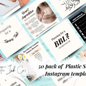 50 Plastic Surgery Canva Templates, Social Media Templates, Medical Aesthetics, Instant download, Cosmetic Surgery IG Posts