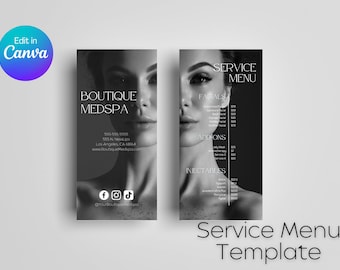 Service Menu, Boutique Medspa pricelist, Cosmetic Nurse Injector, Medical Aesthetic Service Menu, Price list