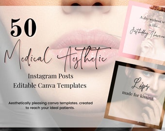 50 Medical Aesthetic IG Post Canva Templates, Medical spa, social media templates, plastic surgery, instant download