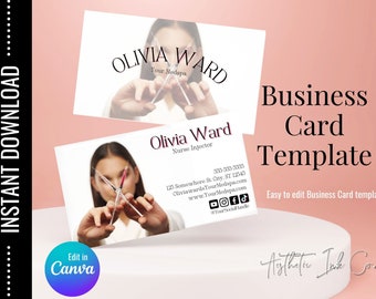 Medspa Business Card Template: Nurse Injector Branding (Canva)