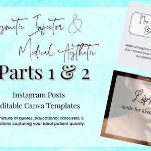 Cosmetic Injector Part 1 & Grey Med Aesthetic part 2  IG Post Canva Templates, Medspa,social media template,plastic surgery instant download