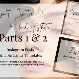 Cosmetic Injector Parts 1 & Med Aesthetic part 2  IG Post Canva Templates, Medspa, social media templates, plastic surgery, instant download