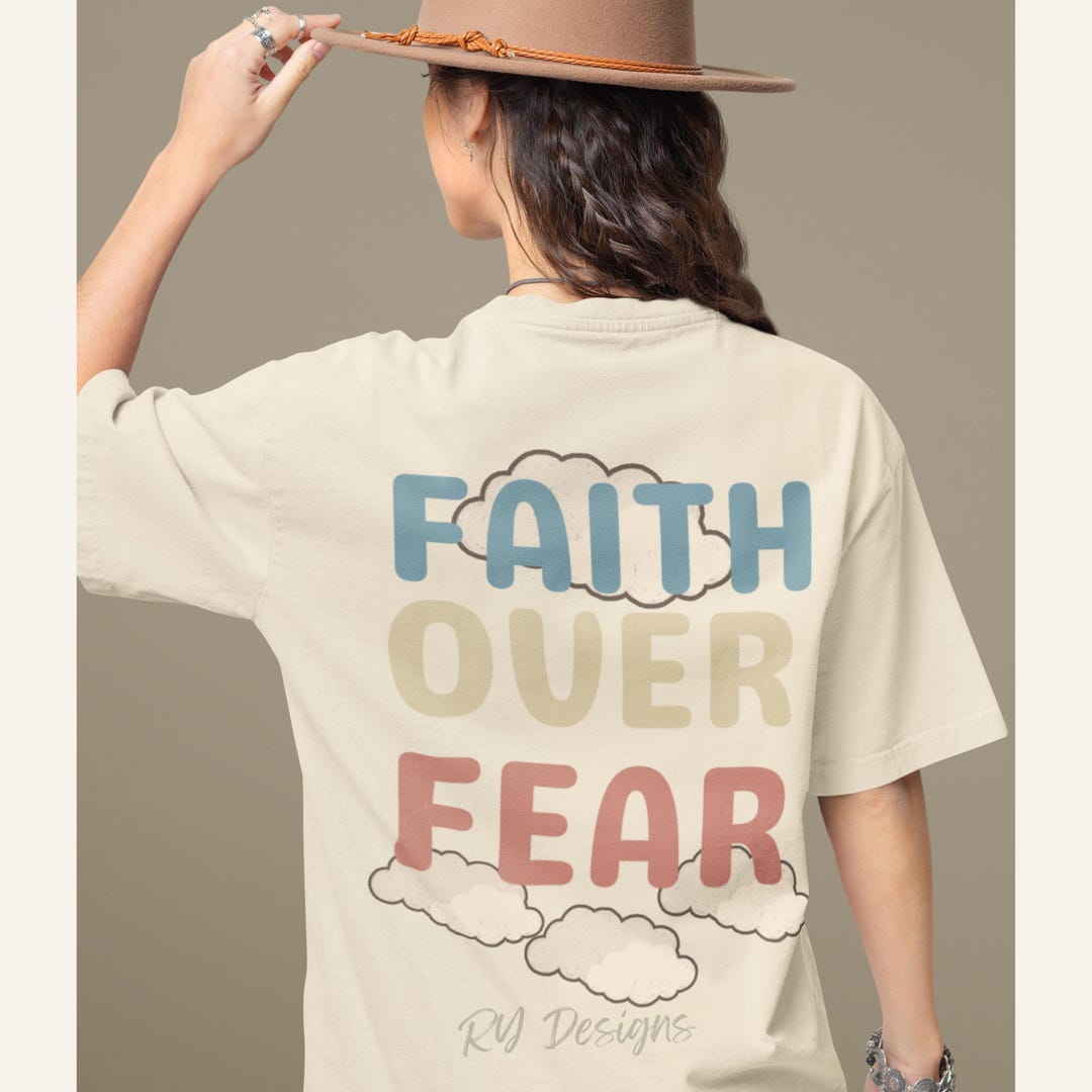 Faith Over Fear PNG, Christian Shirt Mockup, Retro Faith Design for ...