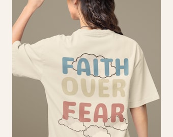 Faith Over Fear PNG, Christian Shirt Mockup, Retro Faith Design for Sublimation