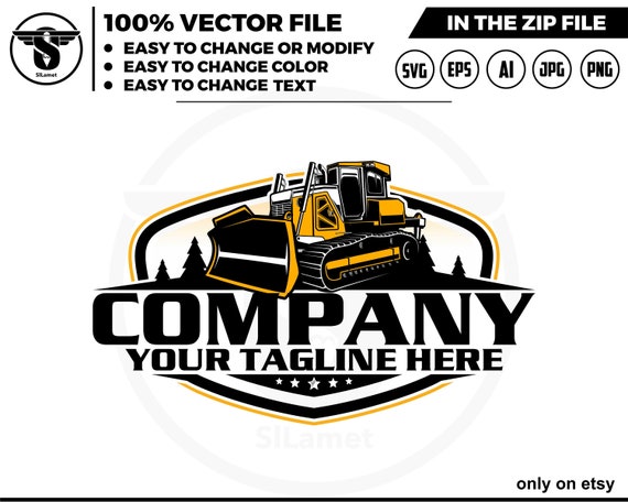 Bulldozer logo - equipment vehicles logo - heavy equipment logo - Bulldozer svg - John Deere Dozer