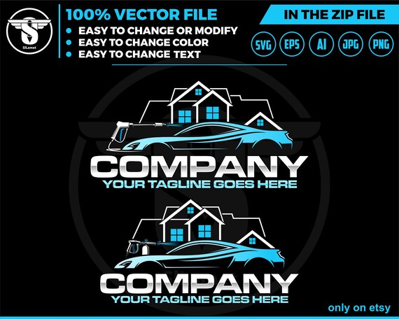 house Car wash logo template - car wash logo - car wash svg - cleaning car logo - automotive - auto detailing car logo - Car Detailing svg